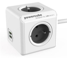 PowerCube Extended USB szary / Przedłużacz 230V / 1,5m / 4 gniazda / 2x Port USB