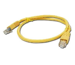 Gembird FTP CAT5E 0,5m / kabel krosowy / ekranowany z zabezpieczeniem i oplotem / żółty