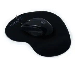 Connect IT CI-77 (3023) czarna / Mysz optyczna do gier + podkładka żelowa / 1000 DPI / USB / 1,3m