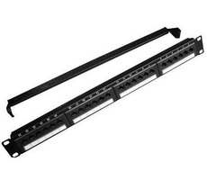 Gembird NPP-C524CM-001 / patch panel 19" / 24 Port 1U kat.5e / z tylną organizacją kabli / czarny