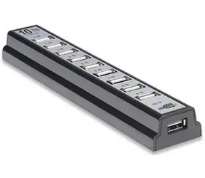 Hub USB 2.0 Manhattan / 10 portów + zasilacz / czarny