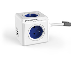 PowerCube Extended USB niebieski / Przedłużacz 230V / 1,5m / 4 gniazda / 2x Port USB