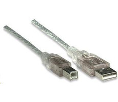 Kabel Manhattan USB 2.0 AB /podłączeniowy / 5m / srebrny