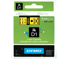 Oryginalna taśma do drukarek etykiet Dymo , Dymo, 40918, S0720730, nadruk czarny/żółte tło, 7m, 9mm, D1