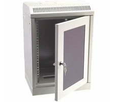 DATACOM 10" jednoczęściowy stojak 9U 280 (szklane drzwi) szary 