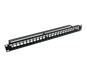 MicroConnect Pusty metalowy panel krosowy 24 porty do szafy 1U 19" bez organizera kabli czarny