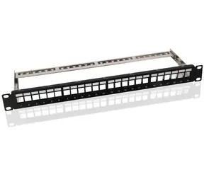 MicroConnect Pusty panel krosowy CAT6 24 porty do szafy 1U 19" czarny