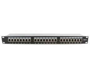 Panel krosowy MicroConnect 19" FTP CAT6 24-portowy czarny