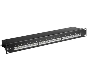 Panel krosowy MicroConnect 19" CAT6 RJ-45 24-portowy czarny