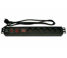 Xtendlan SOCKET 6N-VM-19 / Panel rozdzielczy 19" / 6x 230V / zabezpieczenie nadprądowe / pomiar zużycia