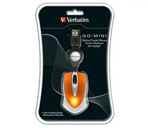 Verbatim Go Mini Orange / Mysz optyczna / 1000 DPI / 3 przyciski / 1 kółko / Przewodowa (USB)