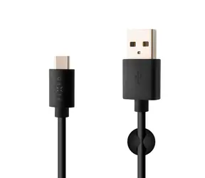 FIXED Kabel do transmisji danych i ładowania ze złączem USB-C USB 2.0 czarny / 3A / uchwyt i pasek rozwijany w zestawie