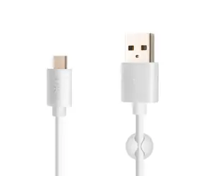 FIXED Kabel do transmisji danych i ładowania ze złączem USB-C USB 2.0 biały / 3A / uchwyt i rozwijany pasek w zestawie