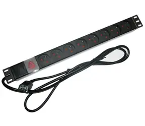 Panel dystrybucyjny Xtendlan 19" 8x230V 10A / ČSN / kabel UPS (IEC320 C14) / wyłącznik / wskaźnik napięcia / kabel 1,8m / 1U