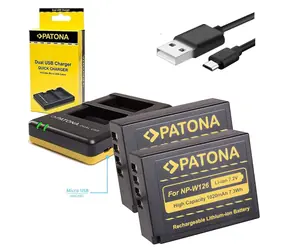 Ładowarka PATONA Foto Dual Quick Fuji NP-W126 + 2x akumulatory 1020mAh / USB