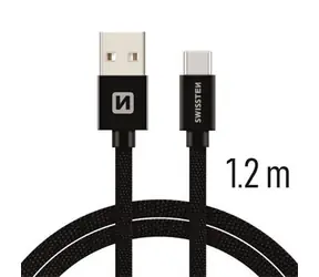 Kabel do transmisji danych Swissten TEXTILE USB - USB-C 1,2 m czarny