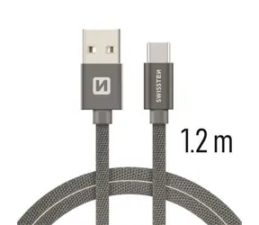 Kabel do transmisji danych Swissten TEXTILE USB - USB-C 1,2 m szary