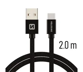 Kabel do transmisji danych Swissten TEXTILE USB - USB-C 2m czarny