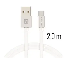 Kabel do transmisji danych Swissten TEXTILE USB - USB-C 2m srebrny