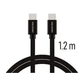 Kabel do transmisji danych Swissten TEXTILE USB-C - USB-C 1,2m czarny
