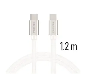 Kabel do transmisji danych Swissten TEXTILE USB-C - USB-C 1,2m srebrny