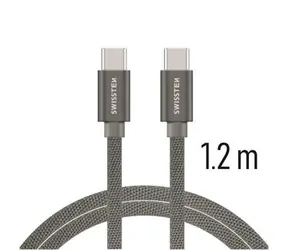 Kabel do transmisji danych Swissten TEXTILE USB-C - USB-C 1,2m szary