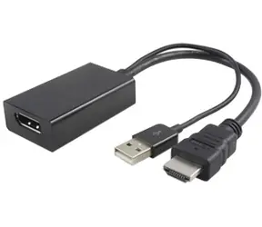 Adapter MicroConnect HDMI 1.4 - DisplayPort 1.2 MF / 3840x2160@30Hz / Aktywny / z zasilaniem USB / 0,3 m / czarny