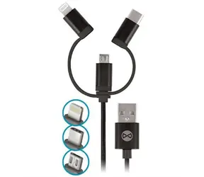 Kabel do transmisji danych Forever 3IN1 Lightning i microUSB i USB-C czarny