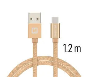 Kabel do transmisji danych Swissten TEXTILE USB - USB-C 1,2 m, złoty