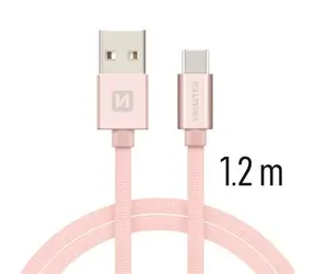 Kabel do transmisji danych Swissten TEXTILE USB - USB-C 1,2 m różowy