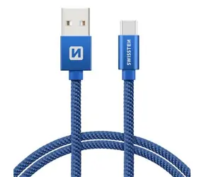 Kabel do transmisji danych Swissten TEXTILE USB - USB-C 1,2 m niebieski