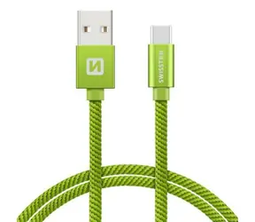 Kabel do transmisji danych Swissten TEXTILE USB - USB-C 1,2m zielony