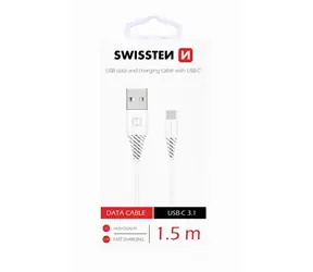 Swissten kabel do transmisji danych USB - USB-C 3.1 (7mm) biały 1,5m 