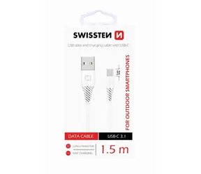 Swissten kabel do transmisji danych USB - USB-C 3.1 (9mm) biały 1,5m 