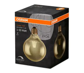 OSRAM LED Filament Vintage 1906 Globe 125 7.5W E27 / 725lm / 2500K / 15000h / DIM / A+ / Szkło bezbarwne ZŁOTY