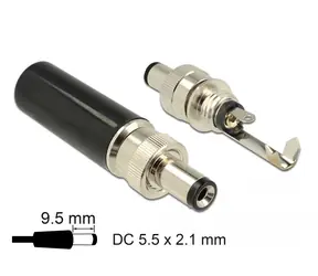 Złącze DC DeLock 5,5 x 2,1 mm o długości 9,5 mm męskie