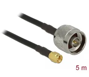 Kabel antenowy DeLock wtyk N > wtyk SMA RG-58 CU 5 m czarny