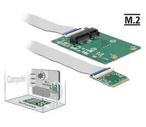 DeLock Konwerter M.2 z wpustem A+E, męski > 1 x gniazdo Mini PCIe o połowie i pełnym rozmiarze / z elastycznym kablem