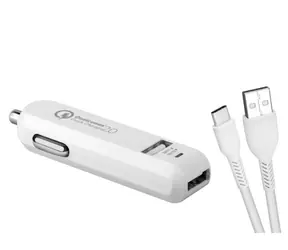 Ładowarka samochodowa Avacom CarMAX 2 (USB-C) biała / kabel 2x Qualcomm Quick Charge 2.0 / USB-C