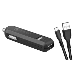 Ładowarka samochodowa Avacom CarMAX 2 (microUSB) czarna / 2x kabel Qualcomm Quick Charge 2.0 / microUSB