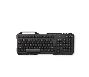 Nedis GKBD200BKUS - Klawiatura do gier Czarna / Oświetlenie RGB / USB 2.0 / USA Międzynarodowy / Metalowy design
