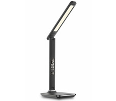 Lampa stołowa LED Immax Kingfisher 9W czarna / 450lm / DC 12V / 1.0A / 3 jasne kolory / składane ramię / USB