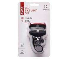 Lampka rowerowa LED Emos P3920 przód + tył / 2x 1W COB LED / IPX3 / typ baterii CR2032