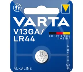Bateria guzikowa Varta LR44 1 szt. / 1,5 V / 125 mAh / alkaliczna / w blistrze