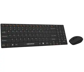 Esperanza EK122K czarna / zestaw bezprzewodowa klawiatura + mysz optyczna / 2,4 GHz / odbiornik USB / układ US / 1600 DPI / 4 tl.