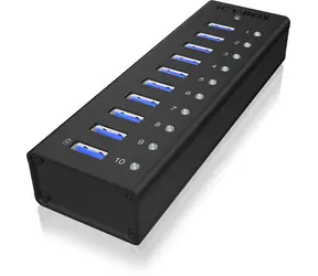 Hub USB Icy Box IB-AC6110 czarny / 10x USB 3.0 / z ładowaniem USB