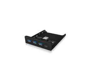 Hub USB Icy Box IB-HUB1418-i3 czarny / do montażu w zatoce 3,5" / 3x USB 3.0 i 1x USB-C