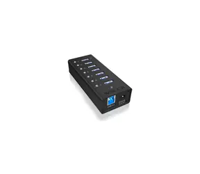 Hub USB Icy Box IB-AC618 czarny / 7x USB 3.0