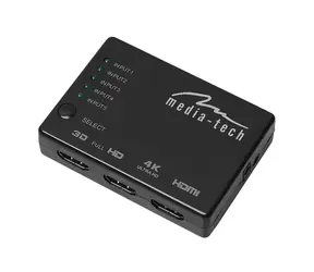 PRZEŁĄCZNIK Media-Tech 5xHDMI 4K czarny / 4k x 2K @ 60 Hz / 5x wejście HDMI / 1x wyjście HDMI 