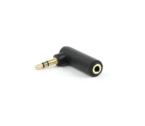 Adapter audio Gembird jack 3,5 mm (M) na jack 3,5 mm (F) / kątowy / czarny